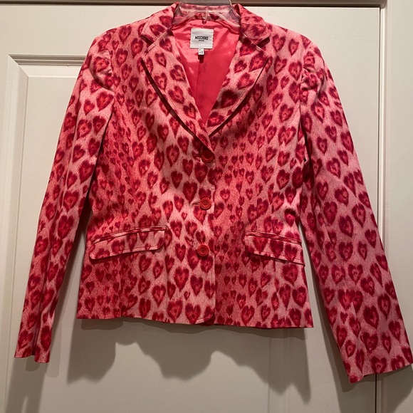 MOSCHINO VINTAGE HEART BLAZER VINTAGE PINK Size-10 Italian 44 - Picture 2 of 6